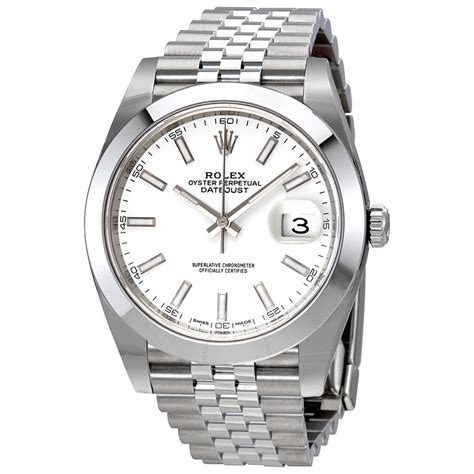 rolex mens watch white face|rolex datejust 41 white.